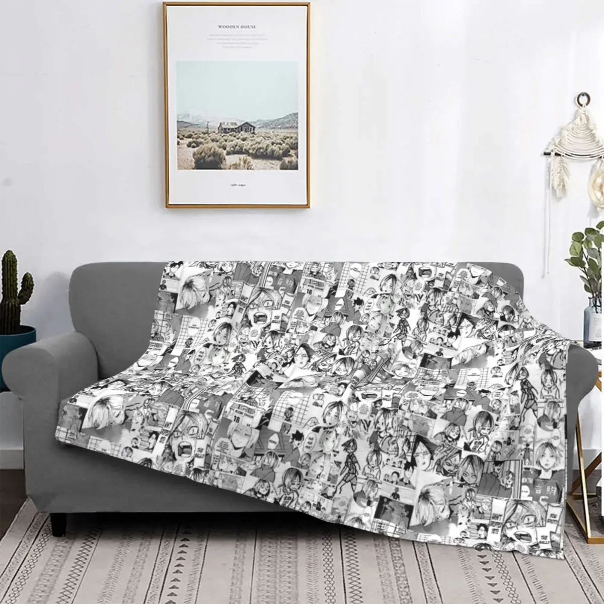 

Kenma Kozume-colcha a cuadros para cama, manta de манга, colcha de picicnic a cuadros, 220x240