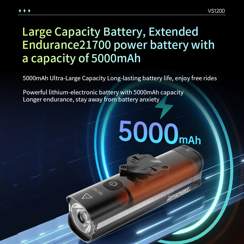 Передний фонарь для горного велосипеда iGPSPORT VS1200 VS1800