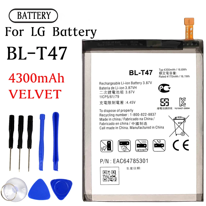 BL-T47 T47 Battery for LG Velvet LMG900TM Velvet 5G G9 Repair Part Original Capacity Mobile Phone Batteries Bateria