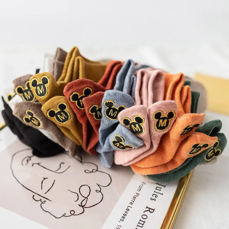 

Disney Print Mickey Anime Cotton Socks Women Summer Thin Short Socks Boys Girl Cute Cartoon Embroidered Trend Boat Socks