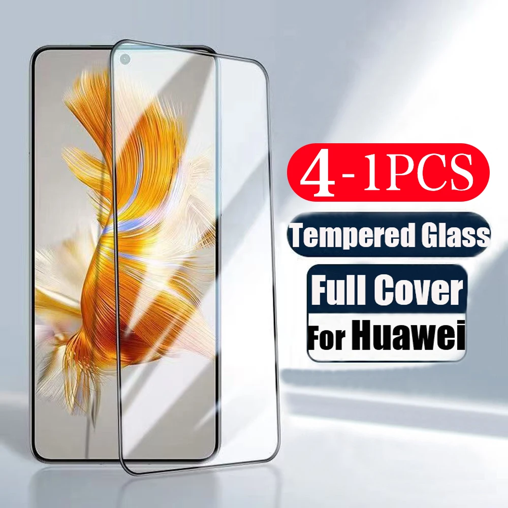 

4-1pcs 9D tempered glass for huawei Mate 30 40 50 RS 30E 40E Pro plus 50E lite phone screen protector protective film Full cover