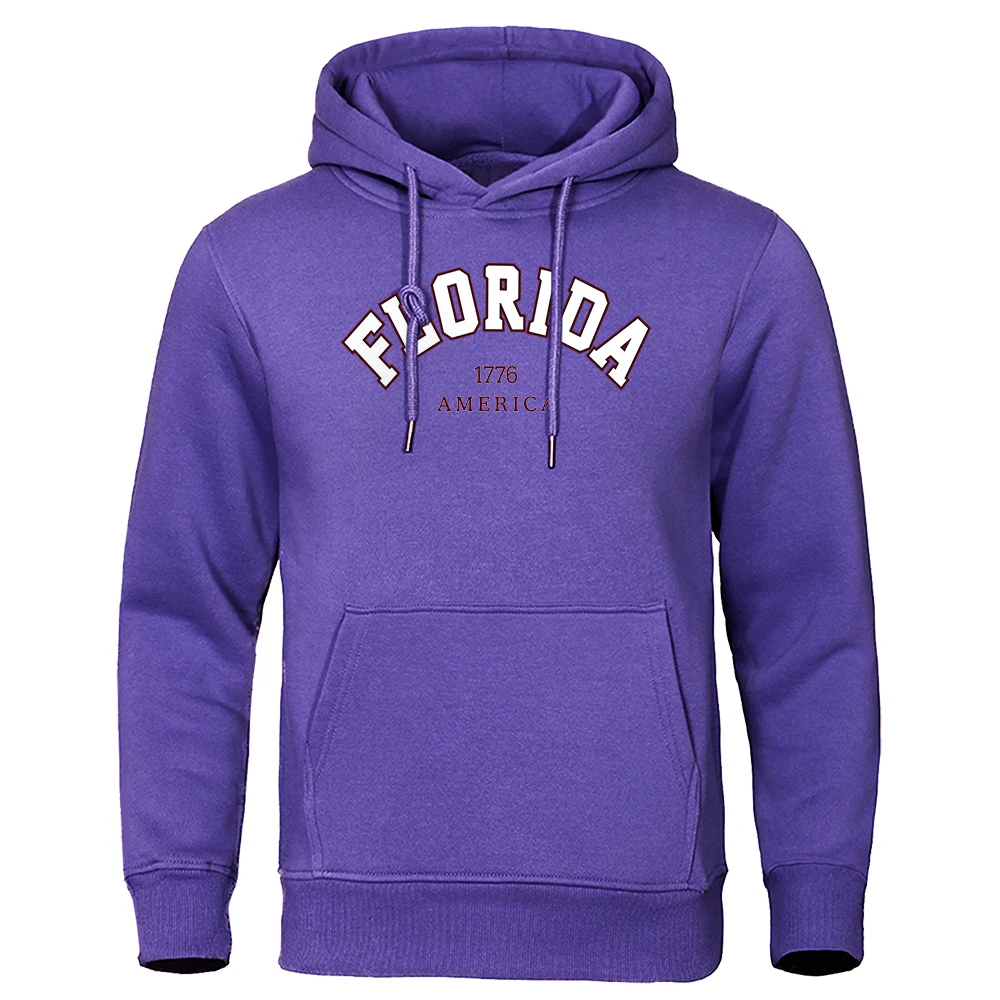 

Florida 1776 America Letter Hoodies Men'S Fashion Designer Hoodie Comfortable Quality Sweatshirts All-Match Fleece Clothes Male