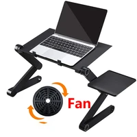 Adjustable Laptop Desk Stand Cooler fan Portable Ergonomic Lapdesk For Bed Sofa Notebook Table Desk With Mouse Pad Aluminum