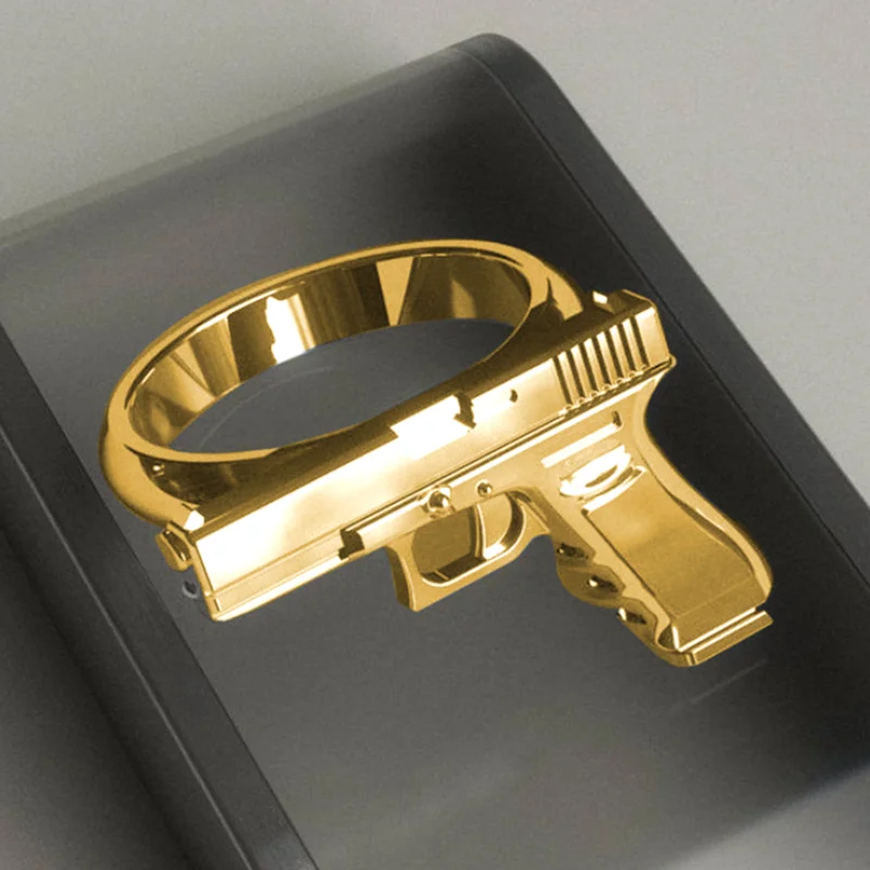 

Exquisite Gun Imitation Ring alloy Gun Ring Polishing Motorcycle Cowboy Biker Punk Men Women Cool rings for men women