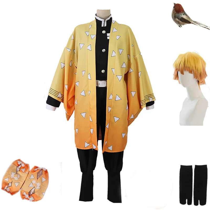 

Костюм для косплея для взрослых и детей аниме «рассекающий демонов», агацума Зеницу киметсу, костюм для косплея no Yaiba, мужское кимоно, желтая униформа