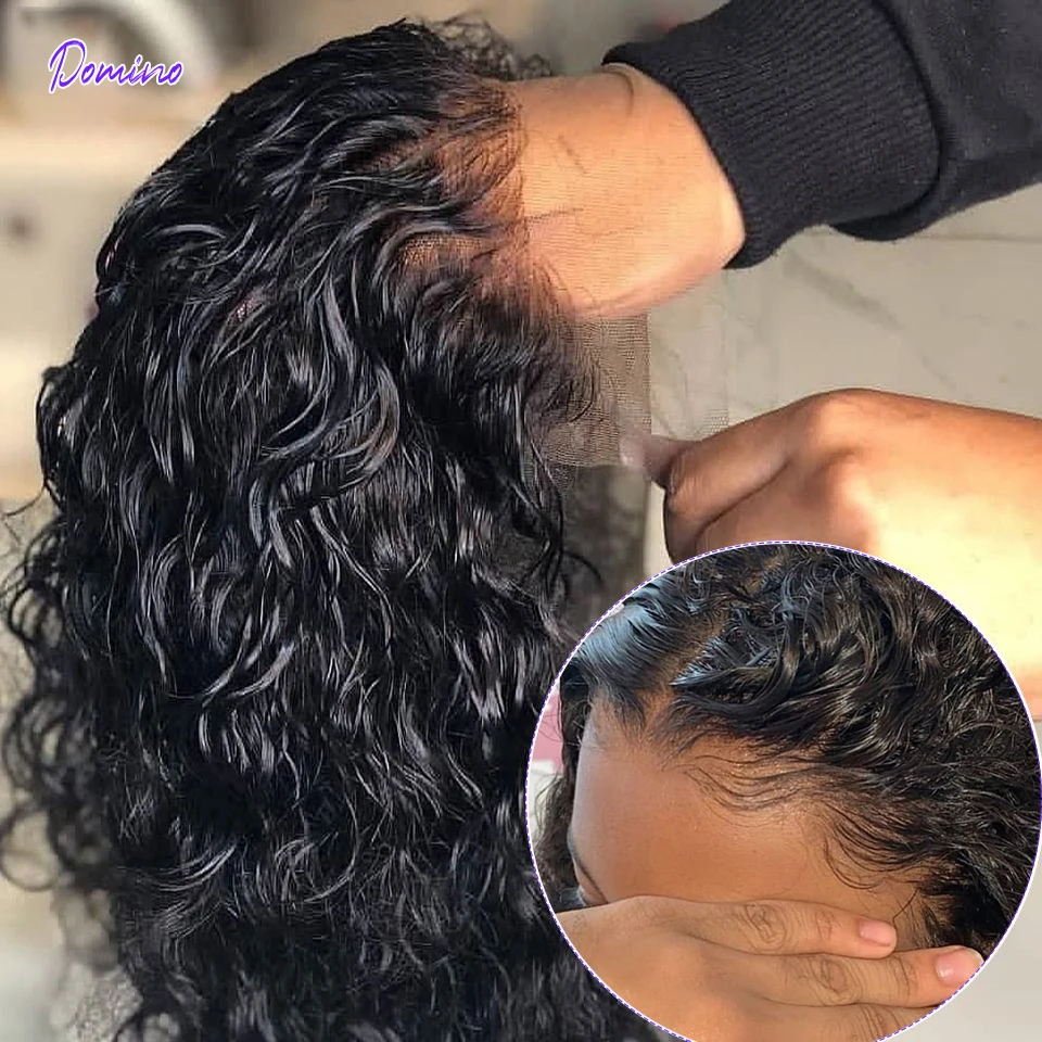 

Парик из натуральных человеческих волос на сетке, 13X4, прозрачные женские парики на сетке, влажные и волнистые бразильские вьющиеся волосы