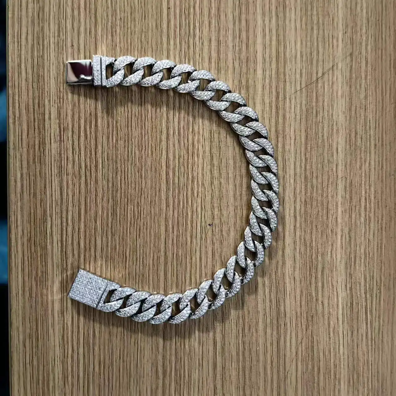 Мужской браслет из серебра 925 пробы с муассанитом 6-20 мм