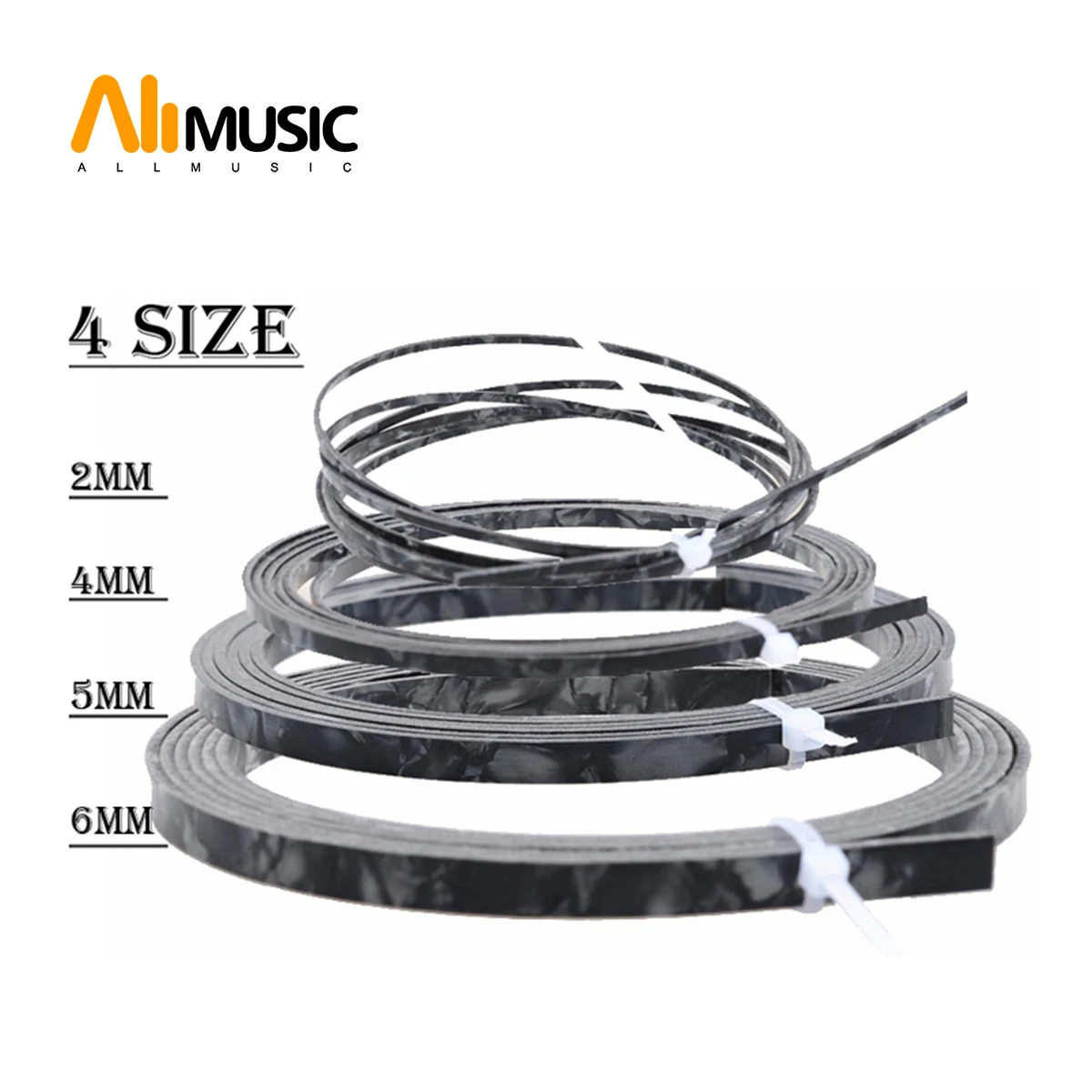 

10Pcs Colorful Celluloid 2/4/5/6mm Width Guitar Binding Purfling 5 Feet Length Black Pearl