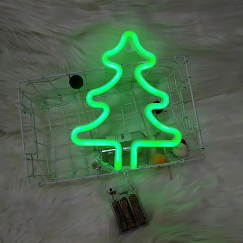 

Merry Christmas Decoration LED Neon Sign Light Love Christmas Tree Shape Night Light for Weddings Party Room Wall Shop New Year