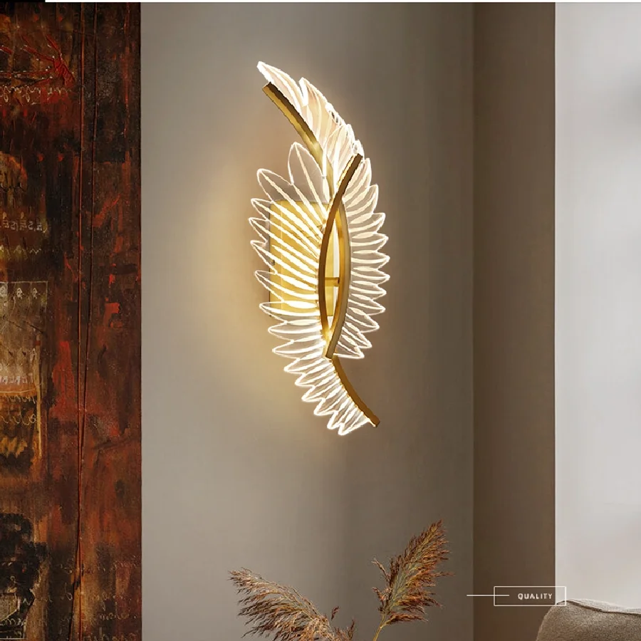 

Bedroom Lighting LED Wall Lights for Home Living Room Modern Indoor Wall Decoration Gold Wings Design Shade Sconce Lamp Fixture