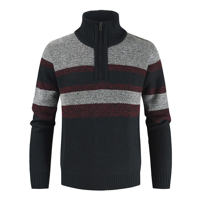 Warm Cashmere Wool Half Zipper Cardigan Man Casual Knitwear Sweater Coat Autumn Winter Sweaters Male 2021 Brand Mens Sweaters