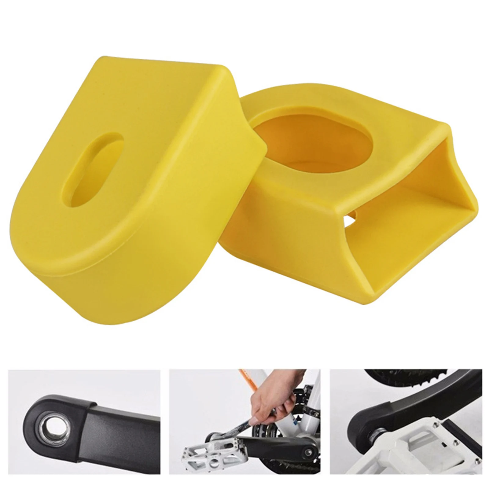 

Bicycle Rubber Crank Guards For Mountain Bikes Protective Covers Bicycle Crank Guards Rubber Width 29mm Yellow