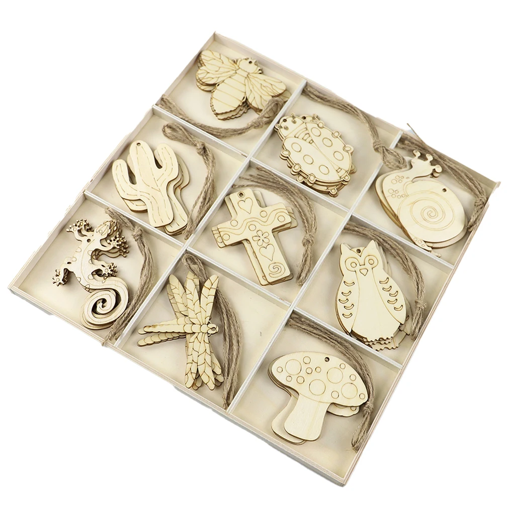 

36 шт., деревянные украшения с гладкими краями