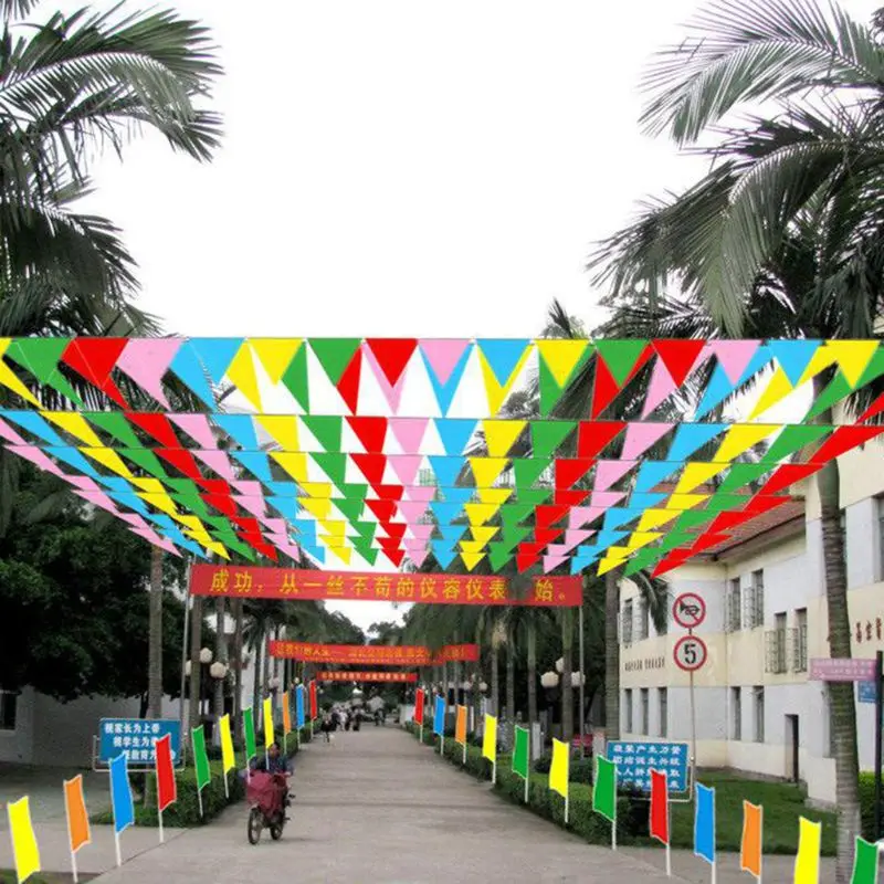 

Colorful 80m Triangle Flag Pennant Bunting String Banner Garland Festival Party Holiday Decor 87HA