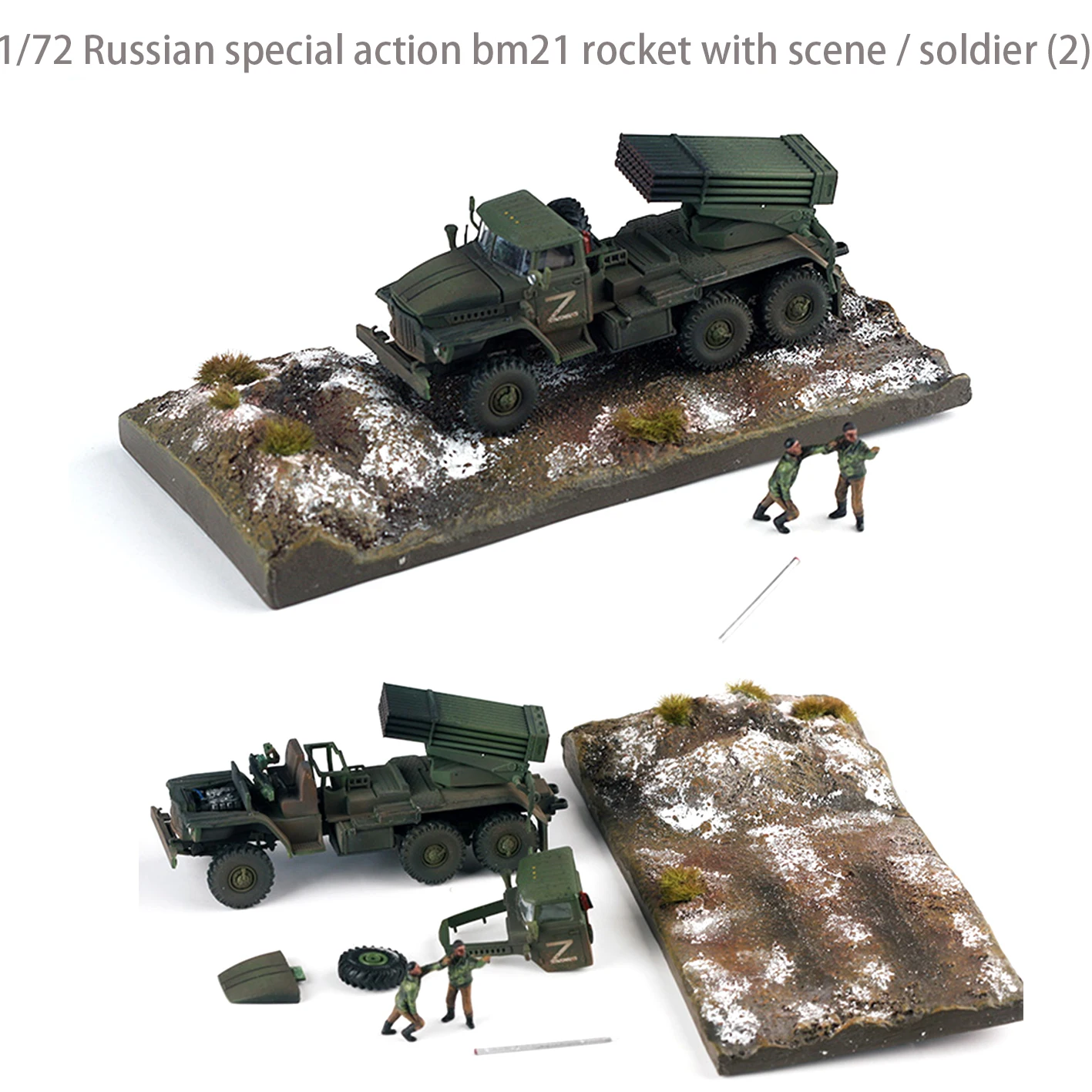 

1/72 Russian special action bm21 rocket with scene / soldier (2) Internal structure version Finished product model