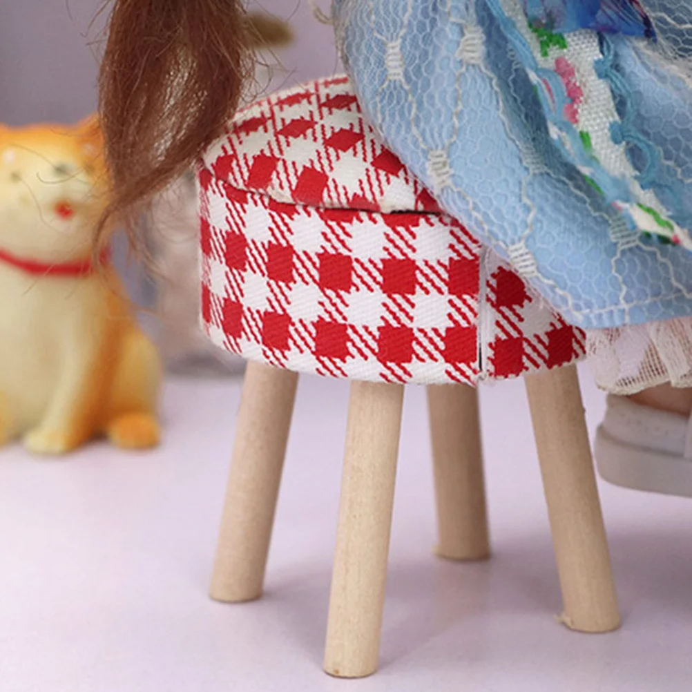 

2 Pcs Dollhouse Stool Accessories Furniture Models Dinging Mini Adorn Miniature Scene Wooden