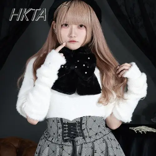 Милый шарф с бантом для женщин и девочек японский оригинальный имитацией