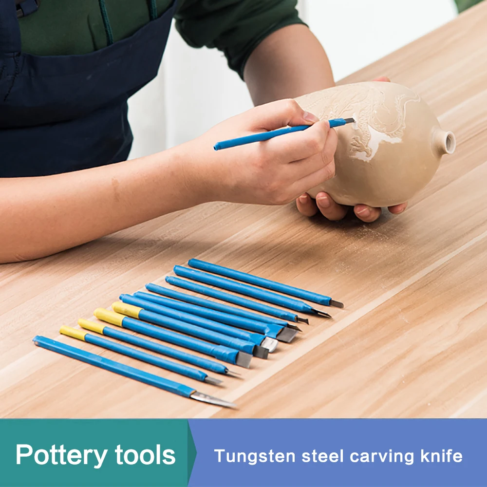 

Инструмент для керамики, нож из вольфрамовой стали высокой твердости, нож для резьбы по дереву и Глине, нож с отверстиями, инструмент для моделирования из керамики, различные стили