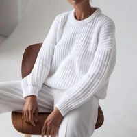 autumn loose sweater women 2022 new korean elegant knitted sweater oversized warm womens pullover fashion solid color top