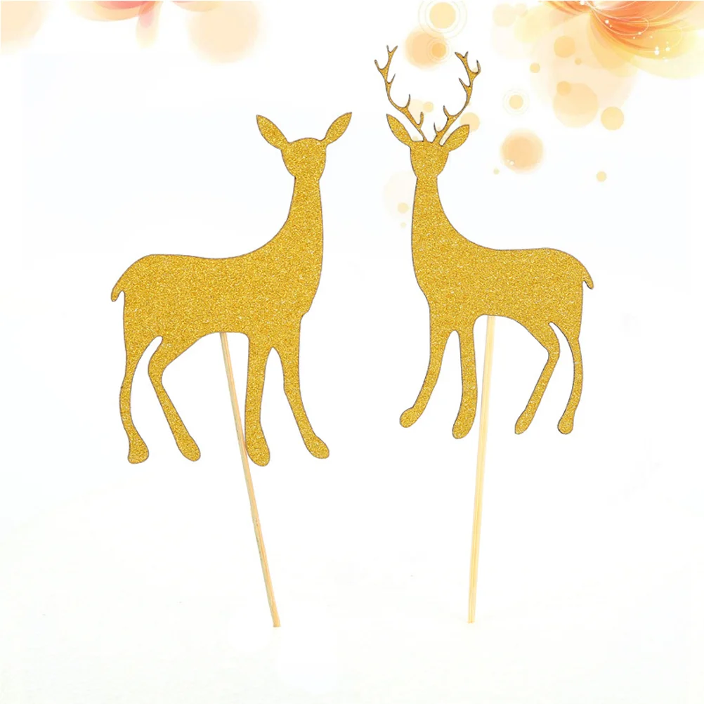 

20 Insert Attractive Delicate Deer Design Decorative Cake Picks for Cake Dessert