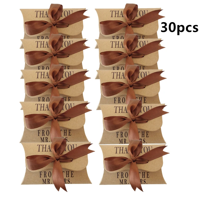 

Pillow Candy Box Kraft Paper Box Christmas Gift Packaging Boxes Candy Bags Wedding Favors Baby Shower Birthday Party Decorations