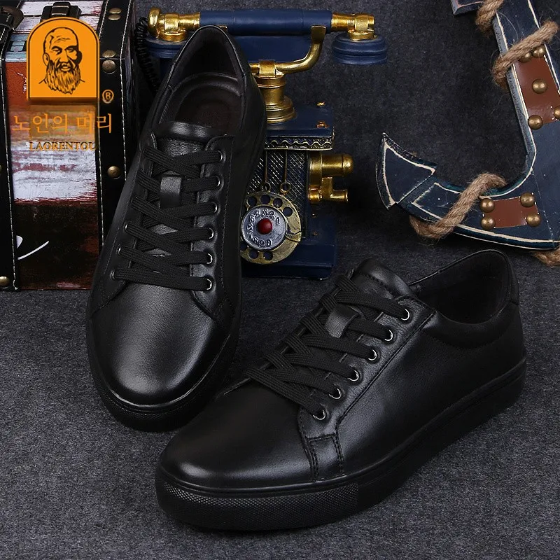Old Men's Leather Shoes Autumn Genuine Comfortable Wear-Resistant Sneakers Versatile Breathable Casual Tr...