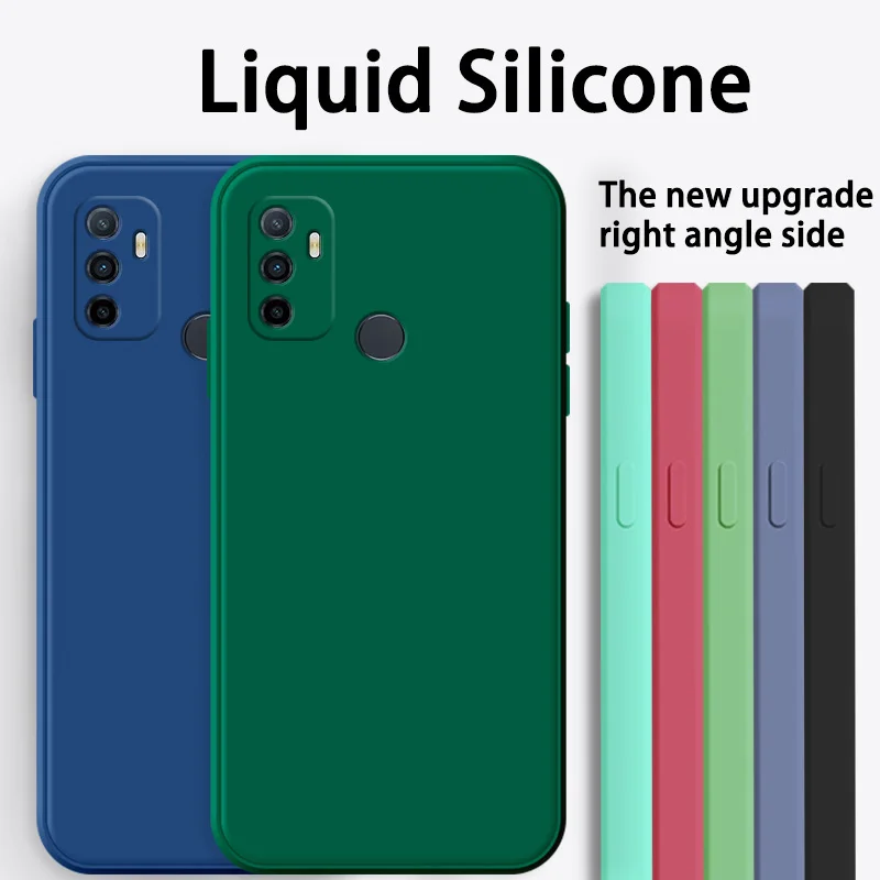 

For OPPO A53 2020 A54 A55 A52 A15 A16 A5 A9 A31 A72 A73 A74 A93 A94 A95 Original Luxury NEW Square Liquid Silicone Phone Case