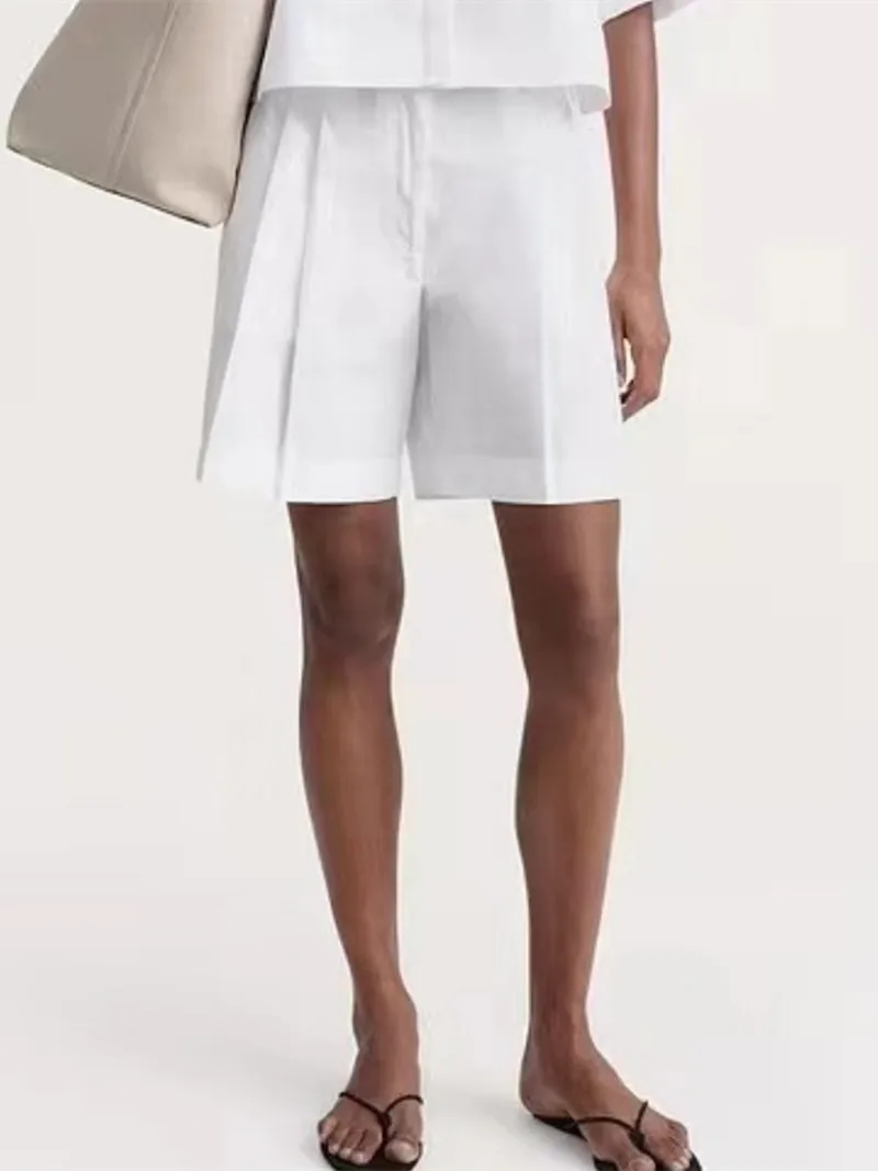 

Women's Suit Shorts High Waist Pleated Pockets Casual Pants