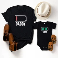 daddy baby battery matching shirt 2021 father baby gift set boy clothes baby girl gift fashion print family matching tee m