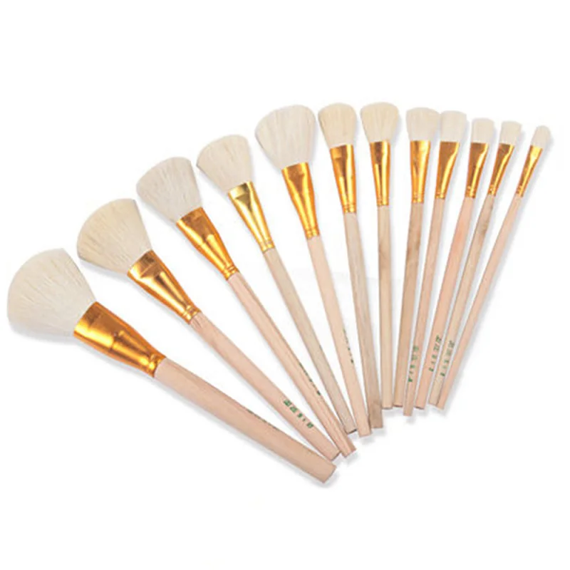 

12PCS/lot Pottery Art Wool Brush Set For Ceramic Glaze/Painting Coloring Watercolor Paint Acrylic Craft DIY Supplies