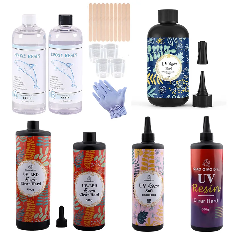 

200/500g Hard UV Resin Glue 1:1 AB Epoxy Resin Glue Set High Adhesive Quick Drying for DIY Resin Mold Jewelry Making Accessories
