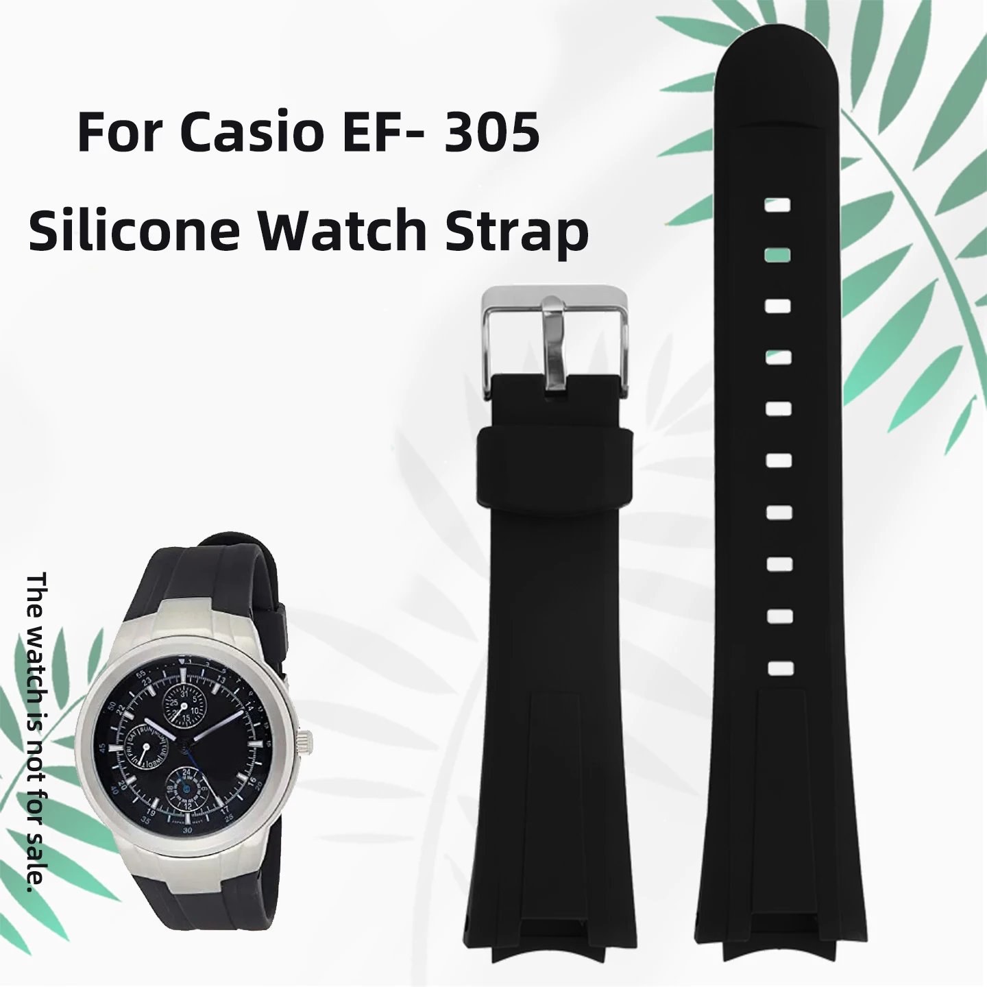 Фото Силиконовый ремешок для часов Casio EDIFICE серии EAW-EF-305, черный, спортивный, водонепроницаемый, мужской, мягкий ремешок для часов. №1