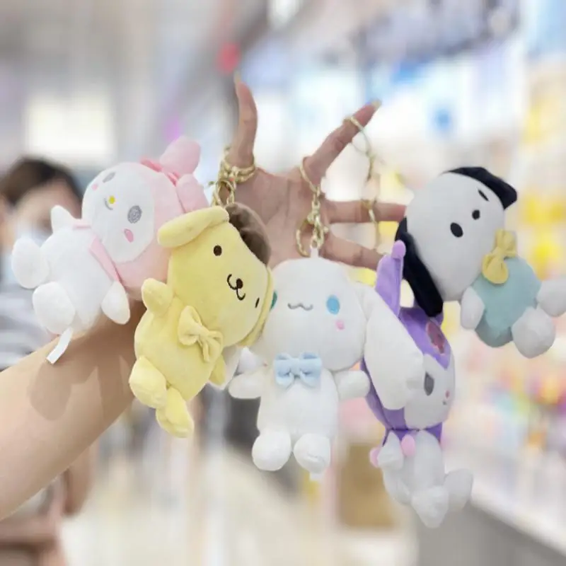 

New Sanrio Keychain Kawaii Mymelody Cute Kuromi Cinnamoroll Cartoon Plush Toy Pendant Beautiful Girl Backpack Accessories Gift