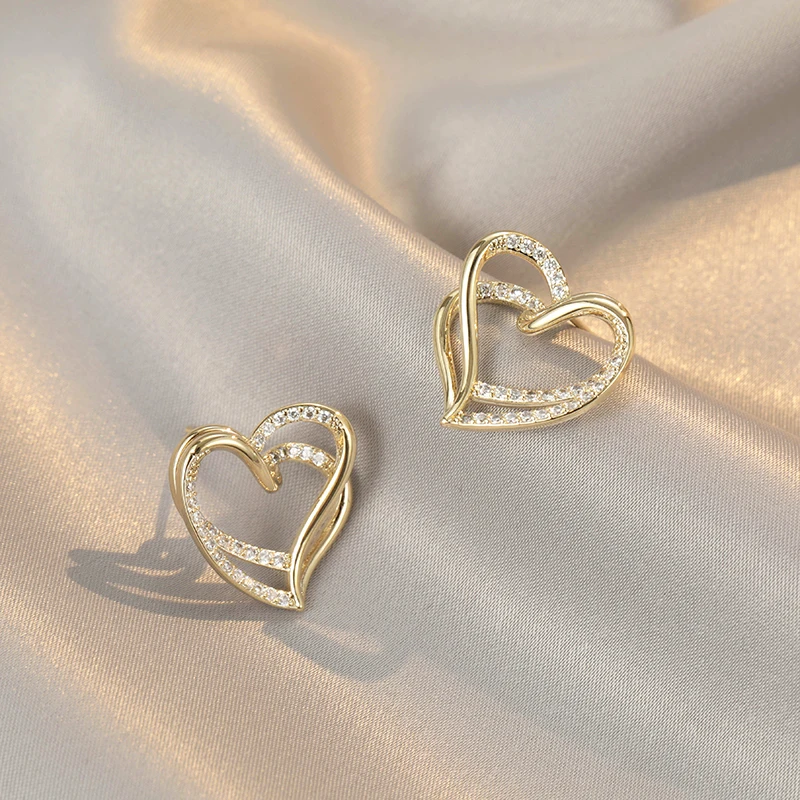 Женские серьги с микро цирконием креативные ламинированные золотого цвета