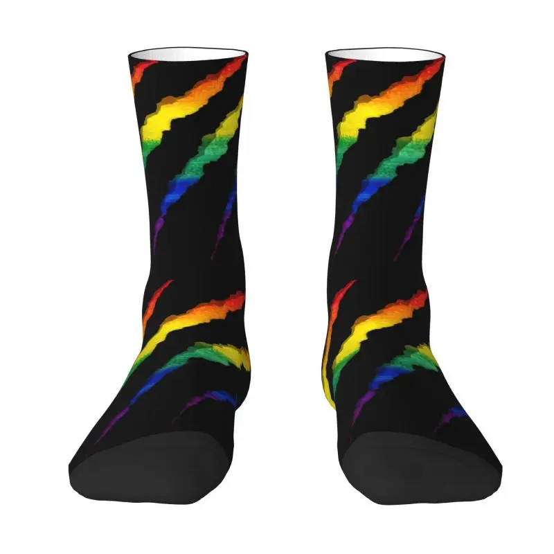 

Cute Mens LGBT Ripped And Shredded Dress Socks Unisex Comfortable Warm 3D Printing GLBT Gay Lesbian Pride Crew Socks
