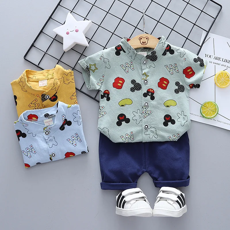 

Summer Kids Boys Clothing Set Short Sleeve Cartoon Cotton Clothes Children Suit Casual Tops Pants 2 Pcs Toddlers Outfit 2022