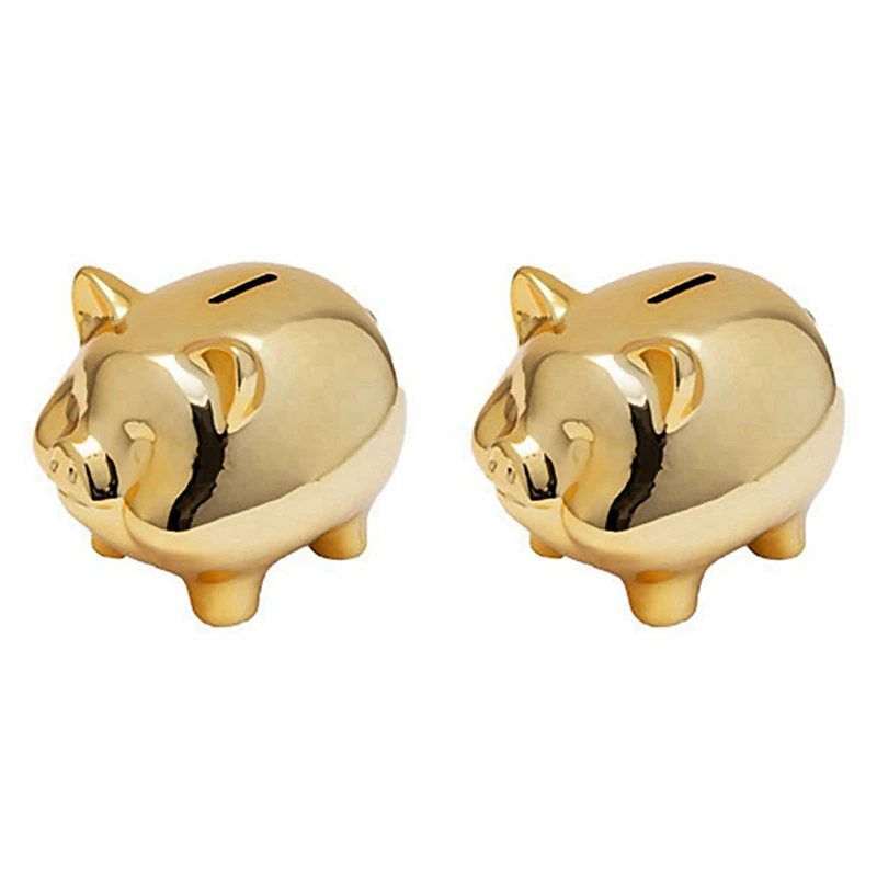 

2X керамическая Золотая свинка, копилка, милая монета, копилка, креативная мебель для дома, украшение счастливой свиньи, золотая свинья