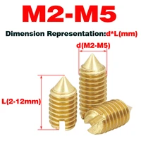 brass slotted machine screw copper tip headless screw set screw m2 m5