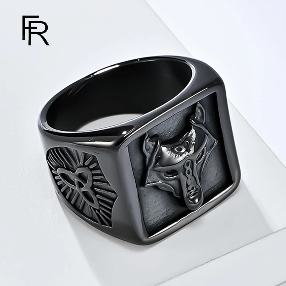 

Retro Nordic Style Viking Wolf Head Men's Titanium Steel Ring Triangle Eternal Knot Cultural Symbol Hand Jewelry