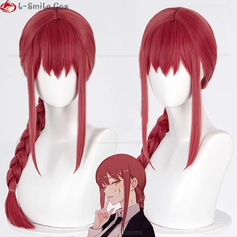 Anime Wigs Chainsaw Man Cosplay Makima Cosplay Wig Red Braided Heat Resistant Synthetic Hair Party Makima Wigs Cosplay + Wig Cap