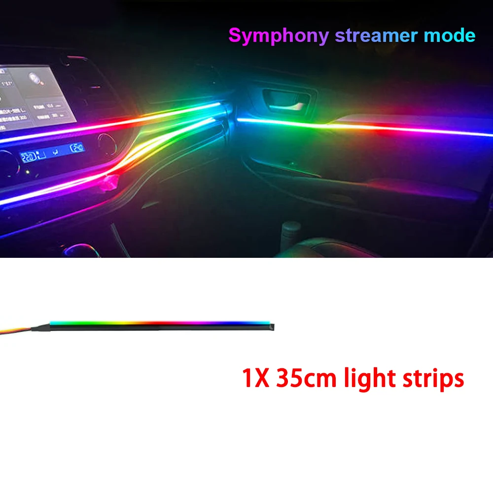 

22 В 1 Симфония Автомобильная Амбиентная Подсветка RGB 64 Цвета Акриловая Лента Интерьерная Лампа Для Приборной Панели С Упра...