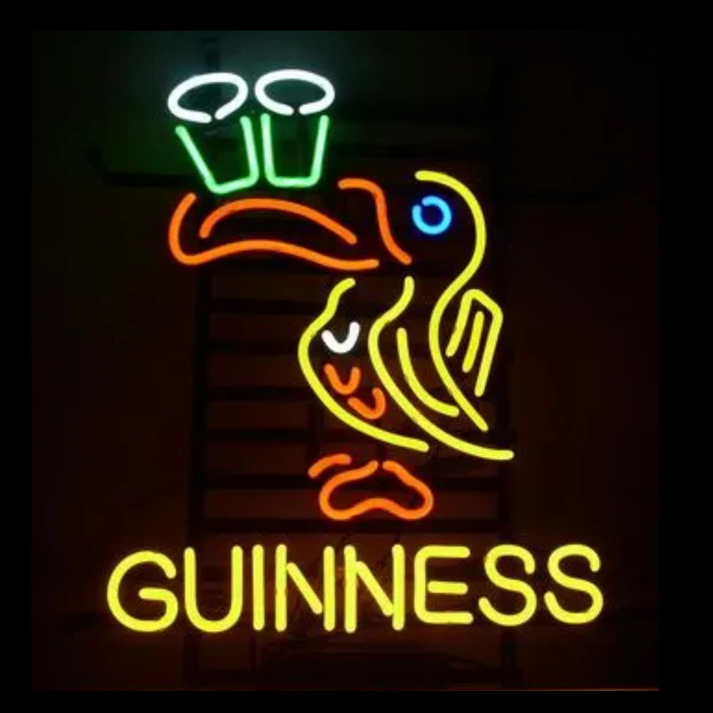 

Неоновая вывеска Guinness Bird, Настоящая стеклянная трубка ручной работы, пивной бар, магазин KTV, декор компании, рекламная витрина на заказ, 14x17 дюймов