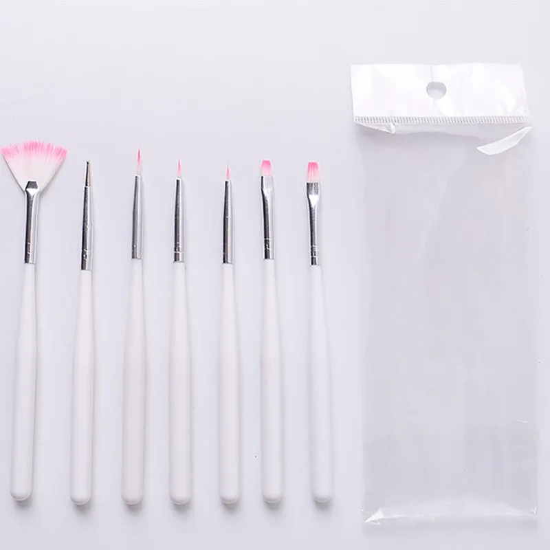 

7pcs Nails Art Pen Brush Plastic Handle UV Gel Polish Liquid Dust Brush Dotting Painting Liner Pencil Set Manicure Design Tool