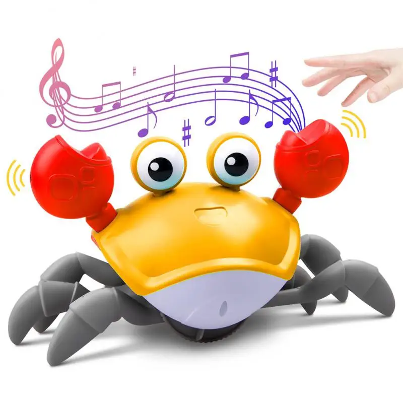 

Educational Toy Child Development Funny 3.7v Crawling Crab Children Gift Electronic Musical Crab Automatically Avoid Obstacles