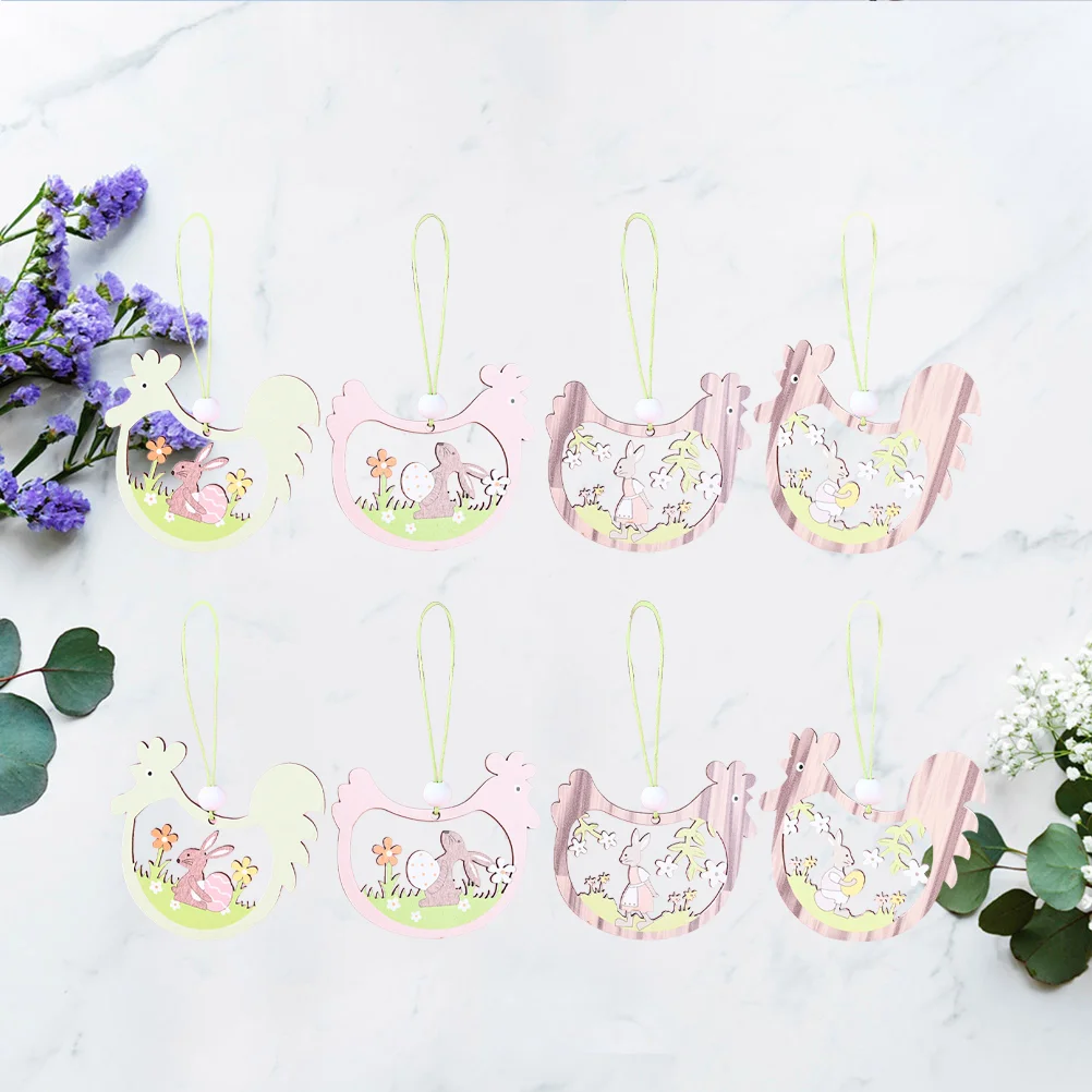 

8PCS Painting Ornaments Tree Pendant Egg Ornament Favor Tags Gift Tags Hanging Egg Ornament