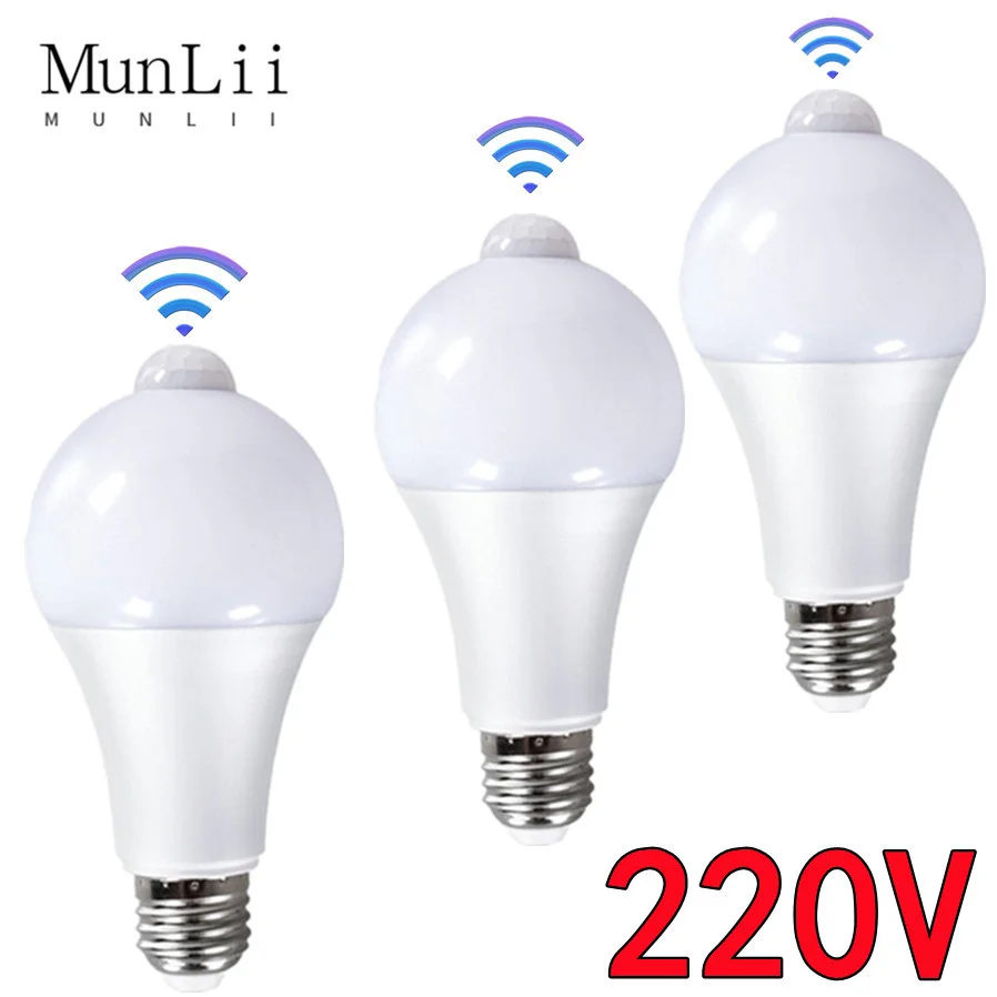 

Лампа с пассивным инфракрасным датчиком движения MunLii 220 в E27, 12 Вт, 15 Вт, 18 Вт