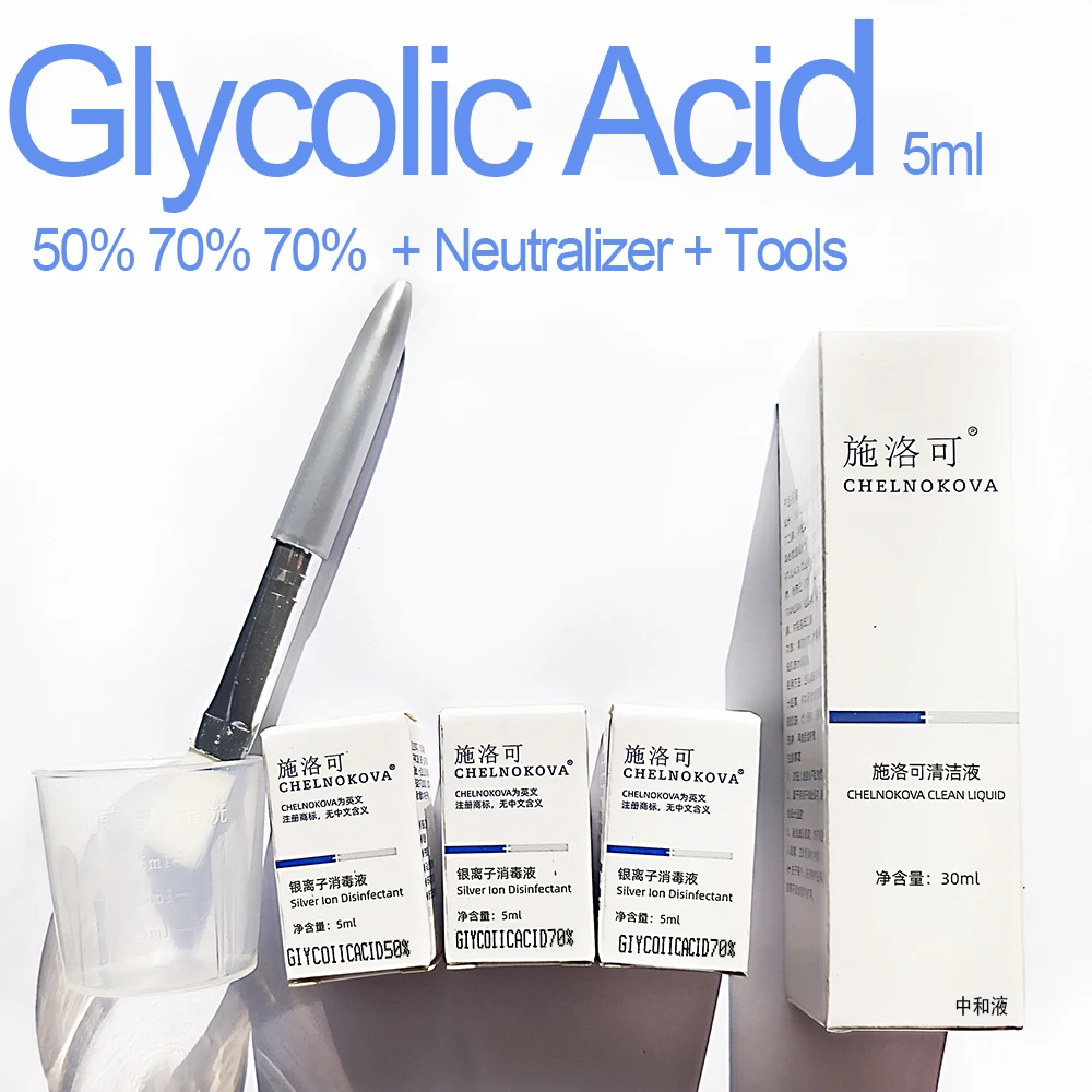 

AHA Peeling chemical peel Glycolic acid 10% 20% 30% 35% 40% 50% 60% 70% put togeth packer Blackhead removal acne Neutralization