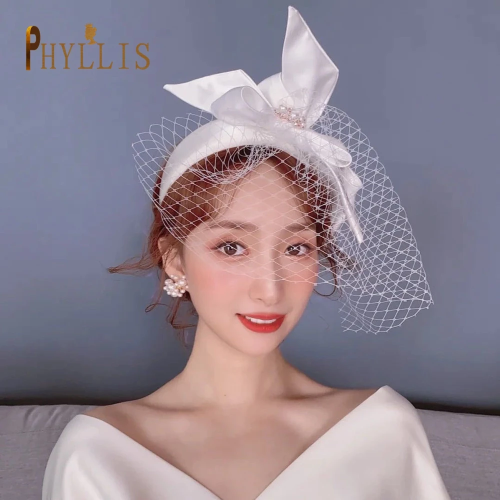 JM07 Birdcage Face Veil with Bow Hot Sale Netting Wedding Veil Fascinator Bride Hats Wedding Headbands Headwear Bridal Headpiece