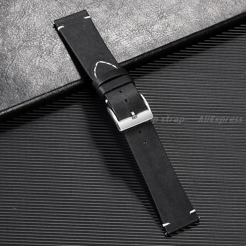 Винтажный кожаный ремешок для часов 12/14/16/18/20/22/24 мм из воловьей кожи ручной работы