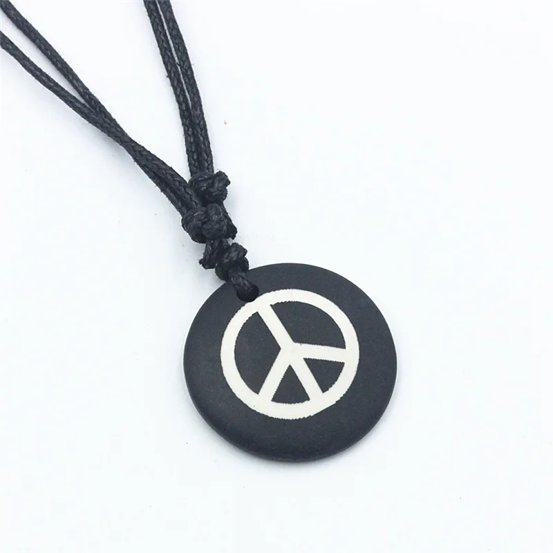 

Anti-War Peace Sign Bull Bone Necklace Pendant Jewelry